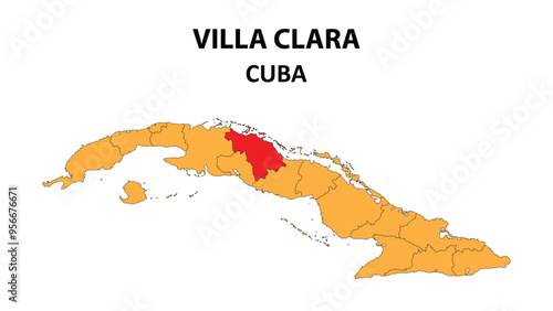 Villa Clara Map is highlighted on the Cuba map with detailed state and region outlines.