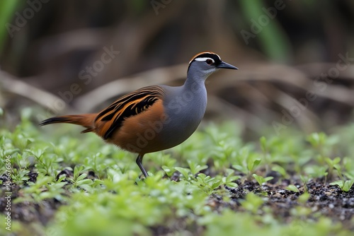 Guam rail bird blurry nature background, AI Generated