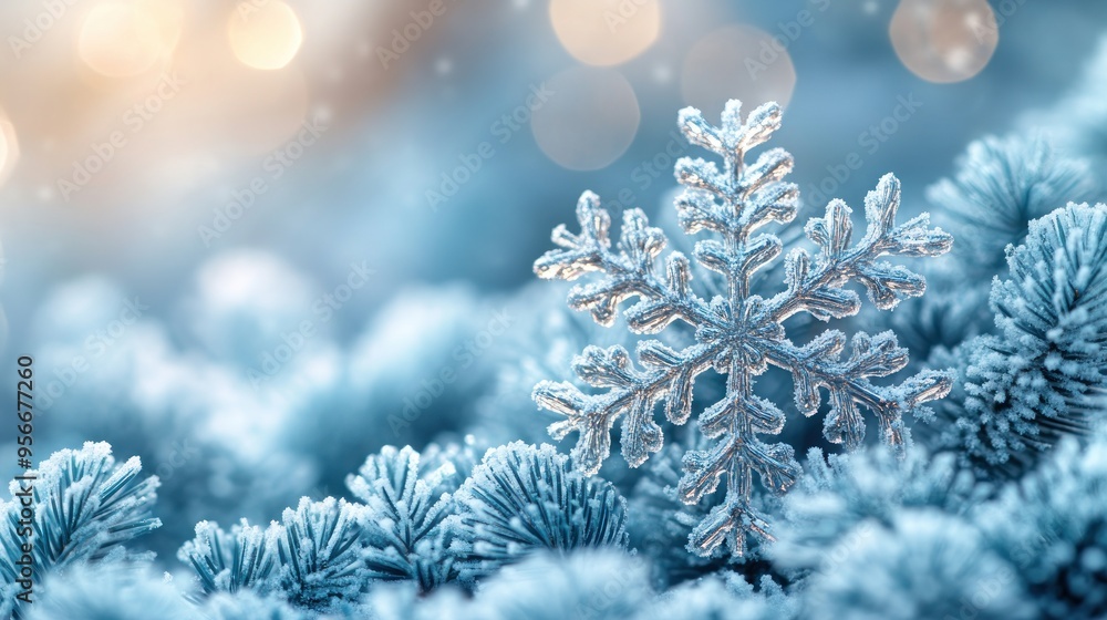 Winter snowflakes softly falling on a minimal Christmas-themed background. Winter snowflakes softly falling on a minimal Christmas-themed background.