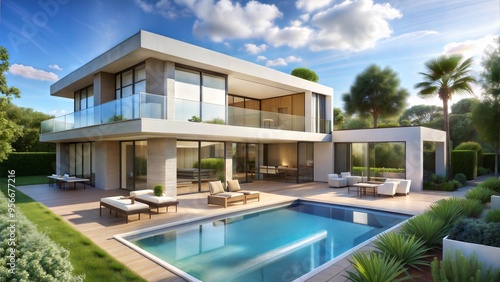 Wallpaper Mural Design house modern villa with open plan living and private bedroom wing large terrace with privacy
 Torontodigital.ca