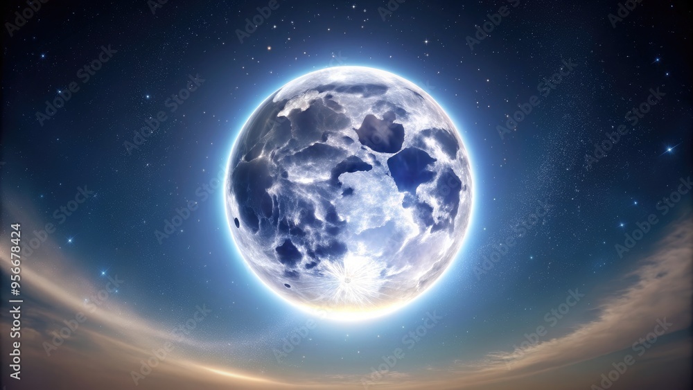 Halo moon shining brightly in the night sky, moon, halo, night, sky, full, circle, glowing, lunar, celestial, astronomy Halo moon shining brightly in the night sky, moon, halo, night, sky, full, circle, glowing, lunar, celestial, astronomy