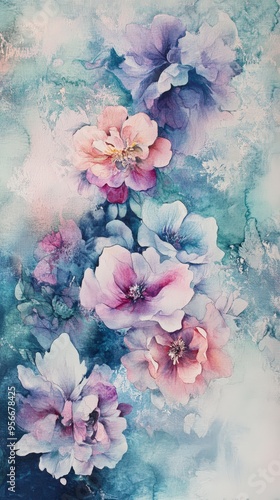 Wallpaper Mural Gentle pastel abstract watercolor flowers for artistic decor and design. Torontodigital.ca