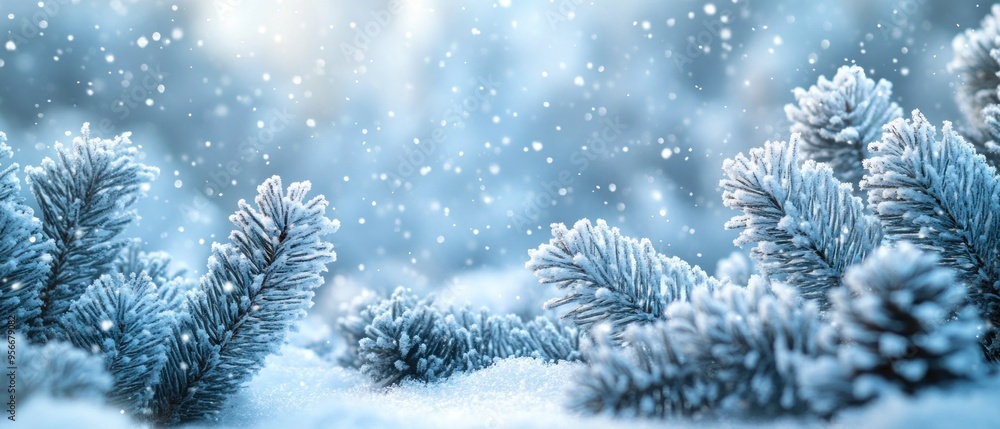 Winter snowflakes softly falling on a minimal Christmas-themed background. Winter snowflakes softly falling on a minimal Christmas-themed background.