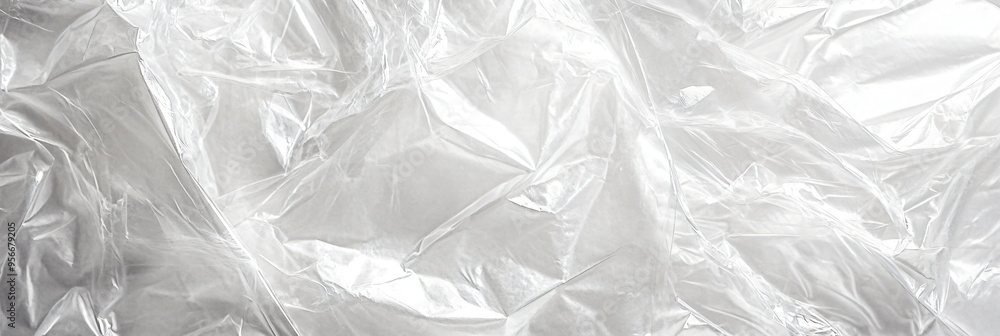 Obraz premium Wrinkled plastic wrap texture on a white background
