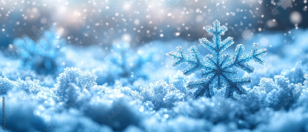 Winter snowflakes softly falling on a minimal Christmas-themed background. Winter snowflakes softly falling on a minimal Christmas-themed background.