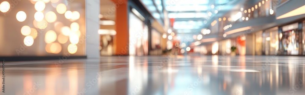 3D rendering of a shopping mall or department store with a blurred background and bokeh lights 3D rendering of a shopping mall or department store with a blurred background and bokeh lights