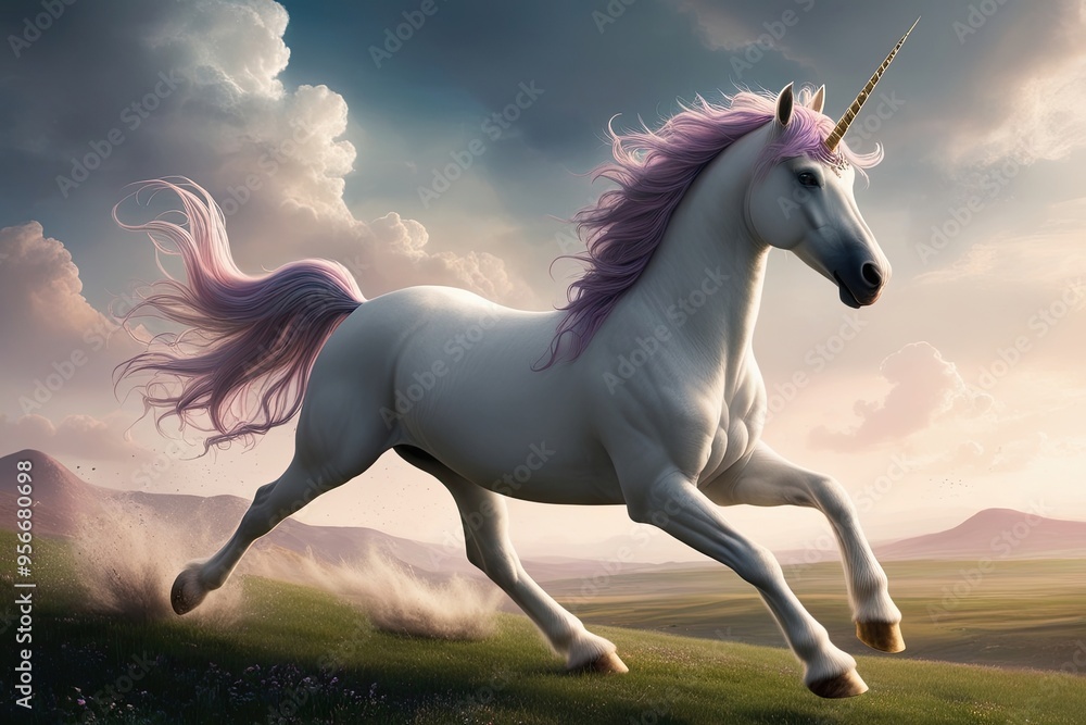 Magical Unicorns Running Through a Dreamy Ethereal Landscape Magical Unicorns Running Through a Dreamy Ethereal Landscape
