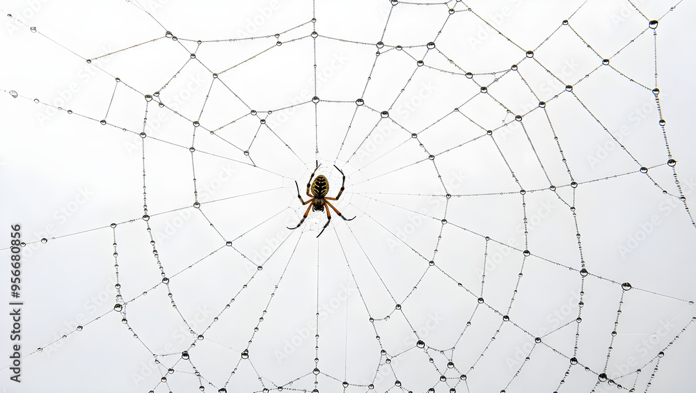 Obraz premium A spider web in a white background