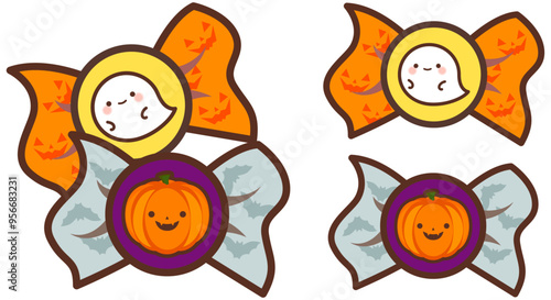 かわいい包み紙で包装した、キャンディのイラストセット