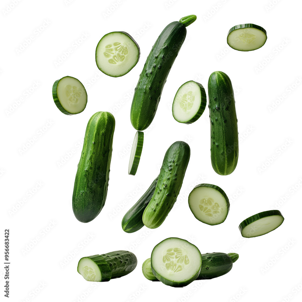 Cucumber and cucumber slices PNG Cucumber and cucumber slices PNG