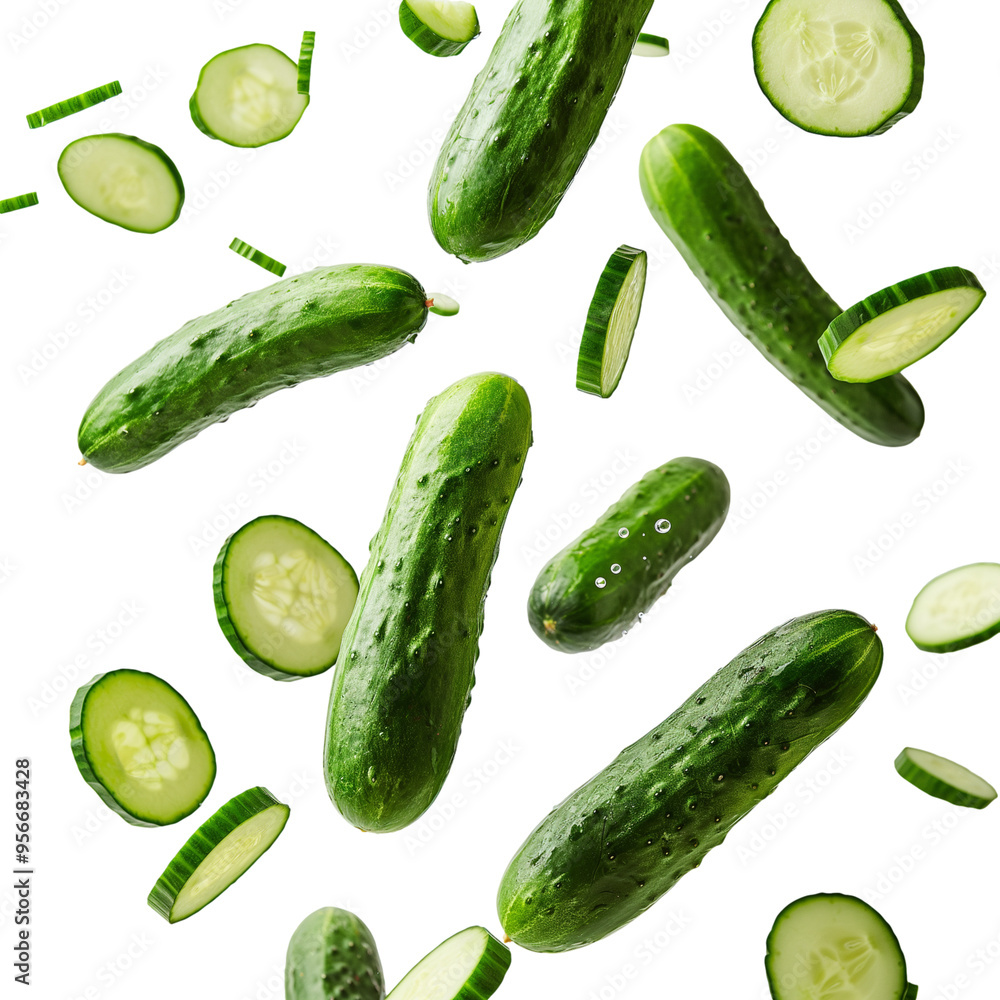 Cucumber and cucumber slices PNG Cucumber and cucumber slices PNG