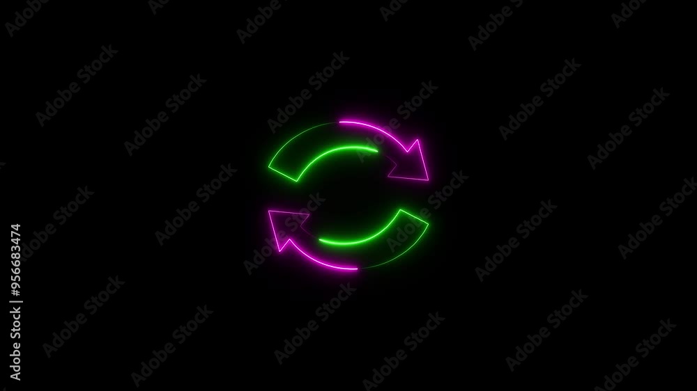 Abstract beautiful neon arrow loading icon animation Abstract beautiful neon arrow loading icon animation