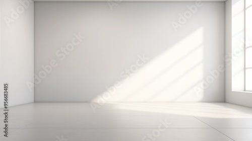 Wallpaper Mural Minimalist Abstract White Background with Soft Shadows and Light Reflections, Ideal for Product Display or Advertising Backdrop in a Studio Setting. Torontodigital.ca