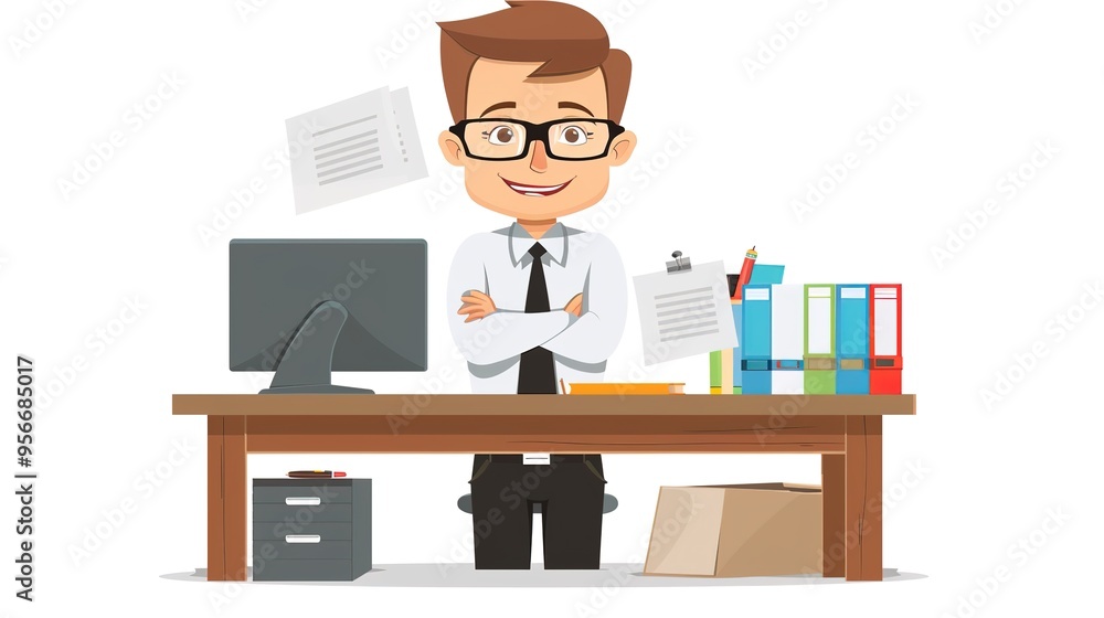 Stunning Office Cartoon Character: A Fun and Lively Workplace Visual. Showcasing Creativity and Energy. Stunning Office Cartoon Character: A Fun and Lively Workplace Visual. Showcasing Creativity and Energy.