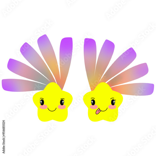 Star Multi Colores Clipart Illustration cute And Lovely Emotion face