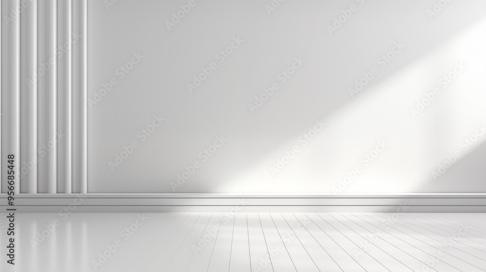 Minimalist Abstract White Background with Soft Shadows and Light Reflections, Ideal for Product Display or Advertising Backdrop in a Studio Setting. Minimalist Abstract White Background with Soft Shadows and Light Reflections, Ideal for Product Display or Advertising Backdrop in a Studio Setting.