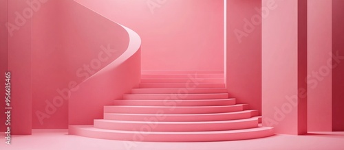 Minimalist pink geometric shape background mockup for product showcase in 3D render