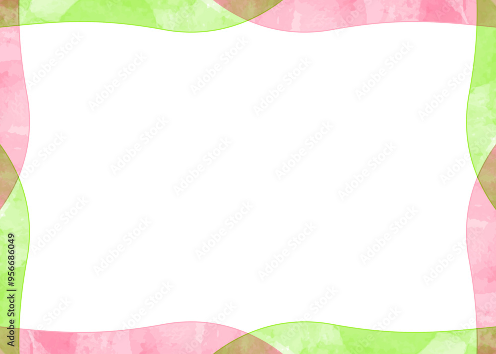 Obraz premium シンプルな曲線のデザインフレーム、背景素材、水彩カラー