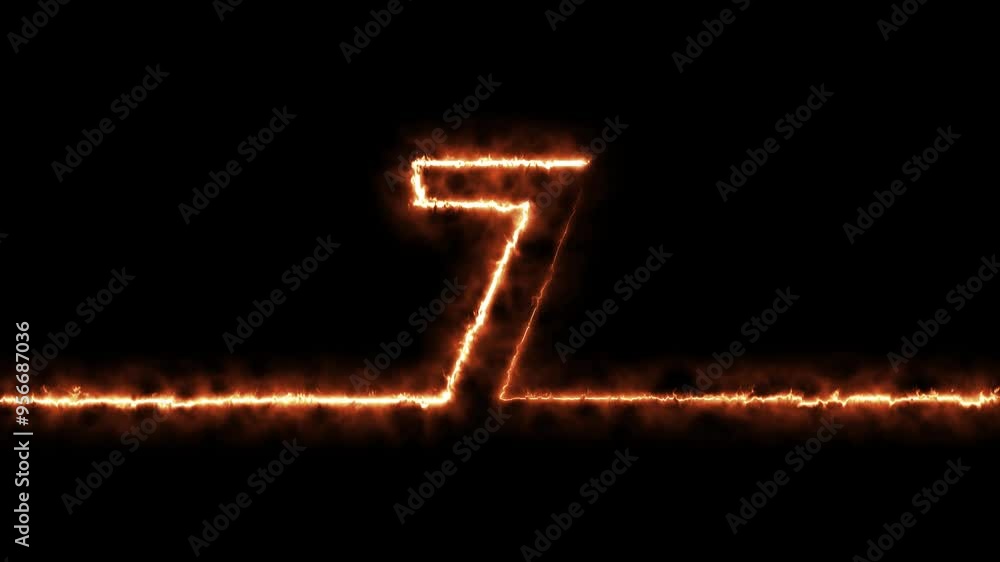 Neon glowing seven number icon Neon glowing seven number icon