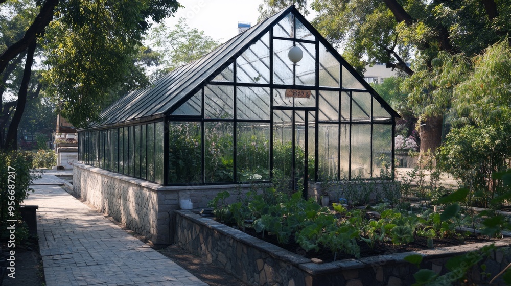 Serene Greenhouse in Nature Serene Greenhouse in Nature