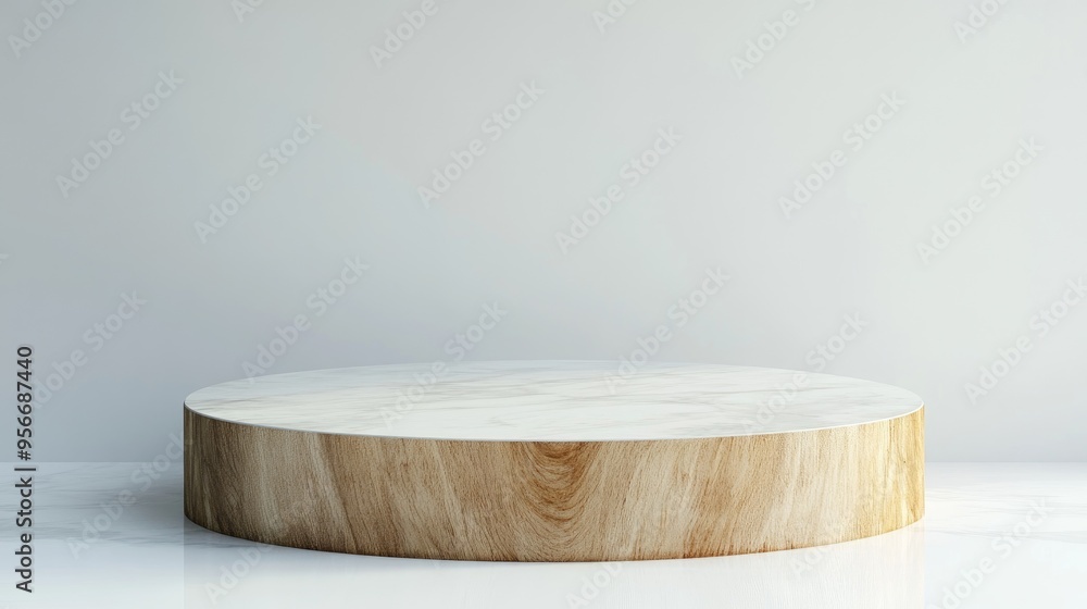 Isolated minimalist wooden podium on a white background ideal for product display 3D render Isolated minimalist wooden podium on a white background ideal for product display 3D render