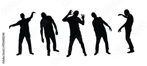 Zombies Set Isolated on White. Halloween characters and event celebration concept vector