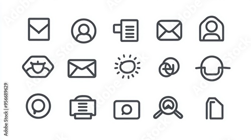 Business Networking thin line icon set. Containing business card exchange, networking event, professional connection, LinkedIn profile, business meeting, collaboration, partnership, referral.