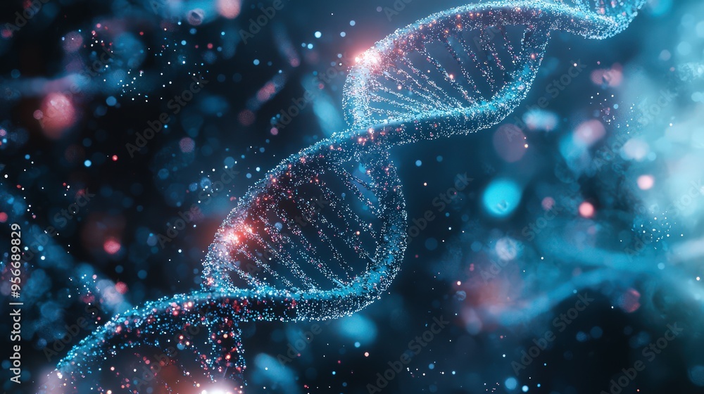 DNA Helix 3D Illustration Mutations Under Microscope Decoding Genome Virtual Modeling of Chemical Processes DNA Helix 3D Illustration Mutations Under Microscope Decoding Genome Virtual Modeling of Chemical Processes