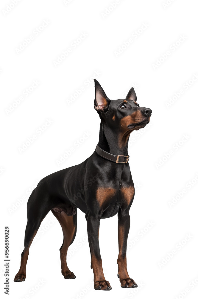 Doberman Pinscher Standing Against Transparent Background Doberman Pinscher Standing Against Transparent Background