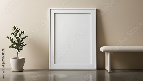 Wallpaper Mural Modern Apartment Interior with art picture frame. Japanese home interior design of modern living room Torontodigital.ca