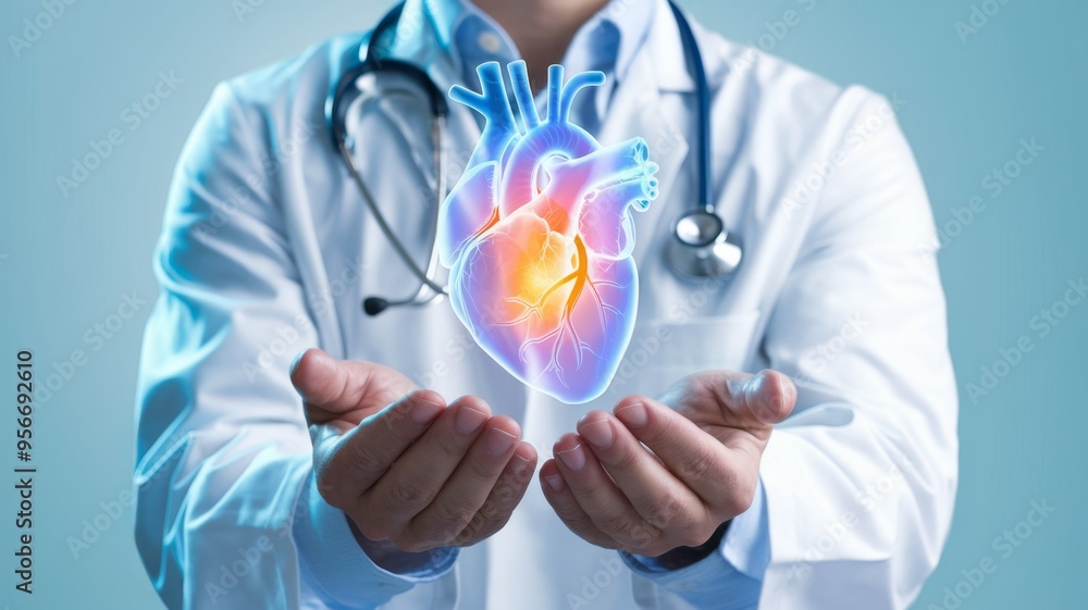 Doctor Showcasing Holographic Heart Doctor Showcasing Holographic Heart