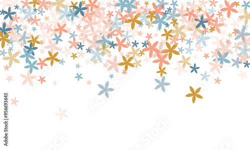 Scaevola simple flowers vector illustration. Tiny field bloom shapes isolated...