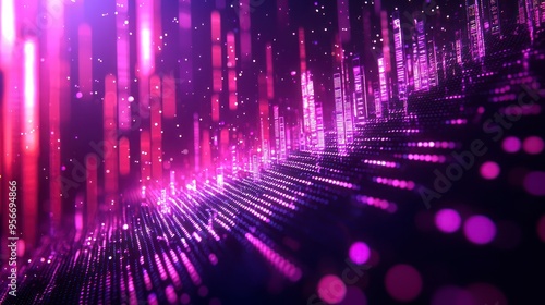 Abstract digital data visualization with vibrant neon colors