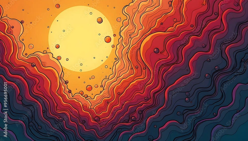 Obraz premium Abstract Topographic Sun Background