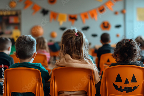 Ai generated photo of children celebrating hellowin photo