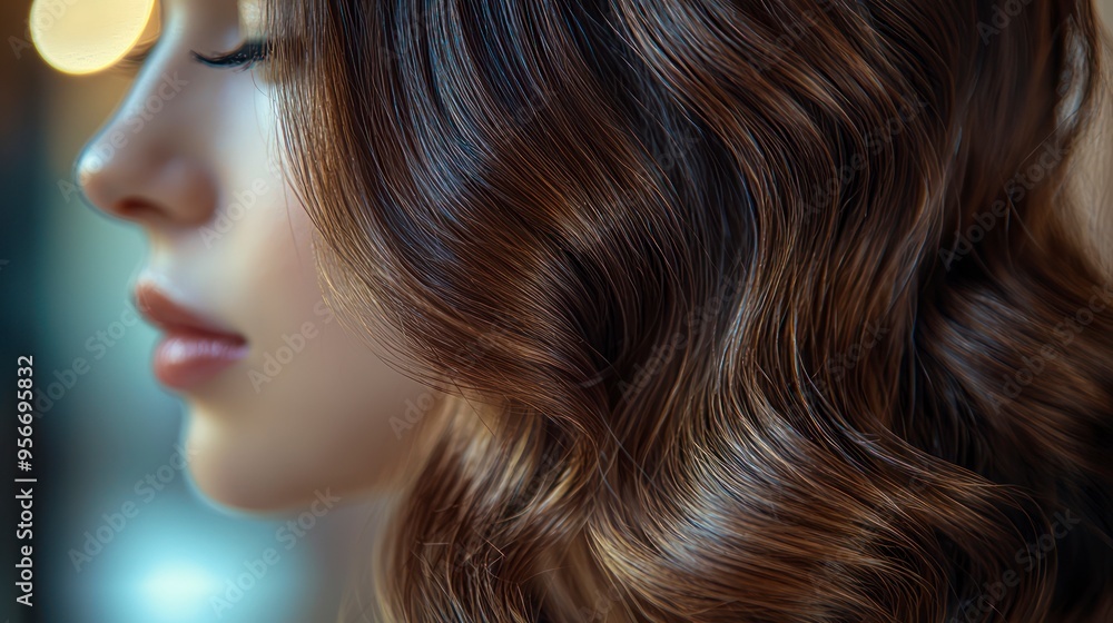 Obraz premium Close-up of wavy hair in soft light