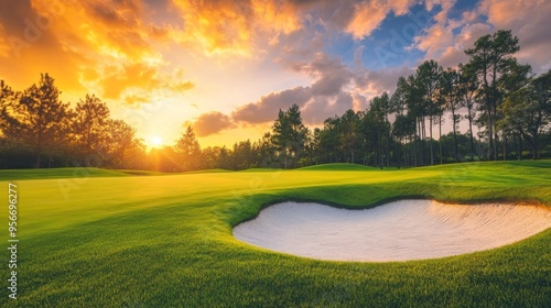 Sunset Over Golf Course