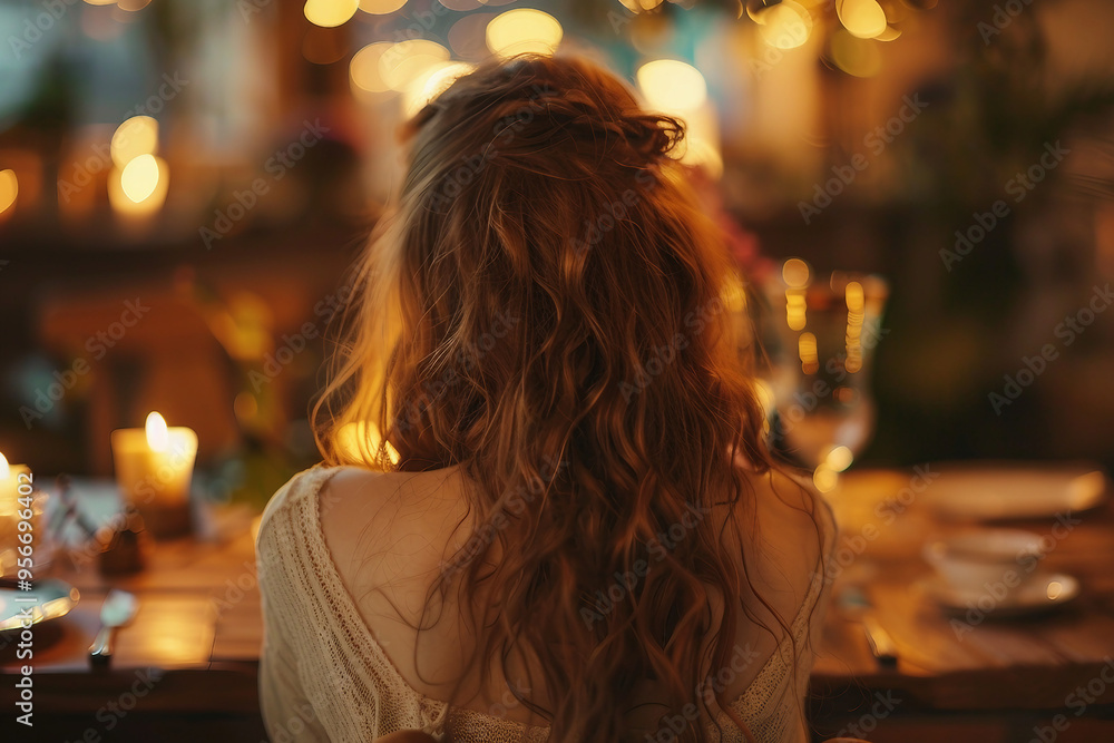 Luxury candlelight dinner setup for couple on Valentine day Romantic date anniversary, Generative AI Luxury candlelight dinner setup for couple on Valentine day Romantic date anniversary, Generative AI