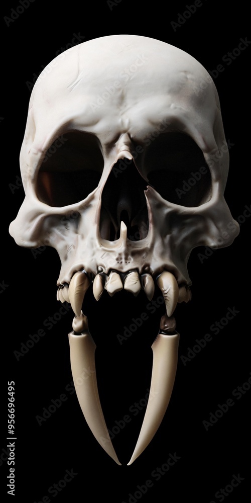 Realistic D Skull with Fangs Horror Halloween Scary Monster Realistic D Skull with Fangs Horror Halloween Scary Monster