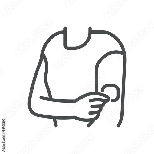 Hormone Patch Icon. Simple Line Illustration of an Arm with a Patch, Representing Hormone Therapy and Medical Treatment.