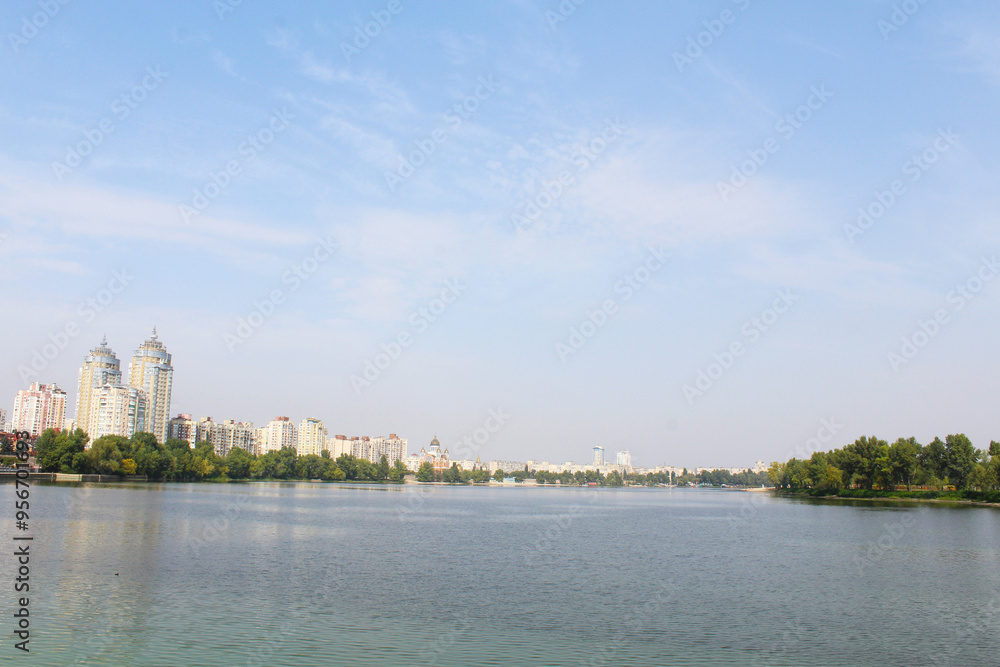 Fototapeta premium view of the Dnipro River and the city of Kyiv