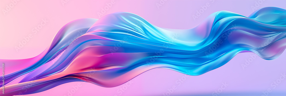 Wave-like forms in shades of blue and purple, flowing elegantly across a gentle pastel-hued backdrop. Wave-like forms in shades of blue and purple, flowing elegantly across a gentle pastel-hued backdrop.