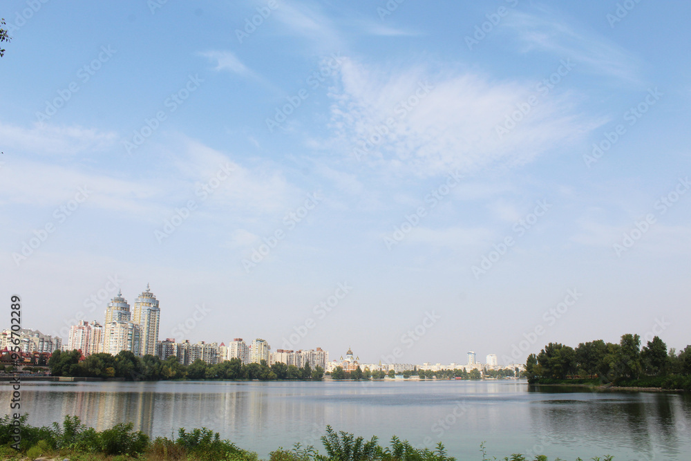 beautiful view of the city of Kyiv Ukraine on the Dnipro river, the sky, the river and the city of Kyiv beautiful view of the city of Kyiv Ukraine on the Dnipro river, the sky, the river and the city of Kyiv