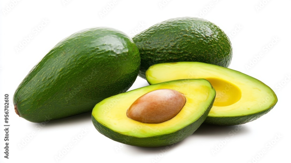 Fresh Avocados on White Background Fresh Avocados on White Background