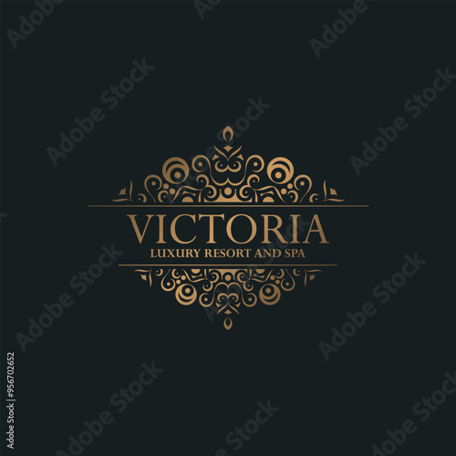 Luxury hotel label template. Trendy vintage royal ornament frames illustration.