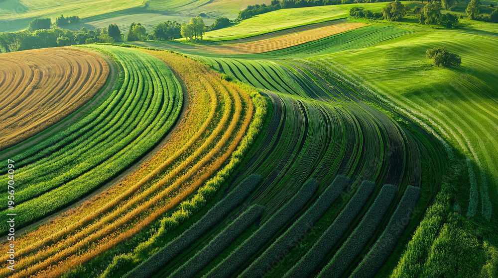Fototapeta premium Ökologischer Bauernhof Nachhaltige Landwirtschaft ohne Pestizide Ackerbau ohne Maschinen Marienkäfer, Insekt Nahaufnahme am Getreide Generative AI
