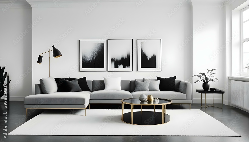 Fototapeta premium Photo interior modern design room 3d illustration