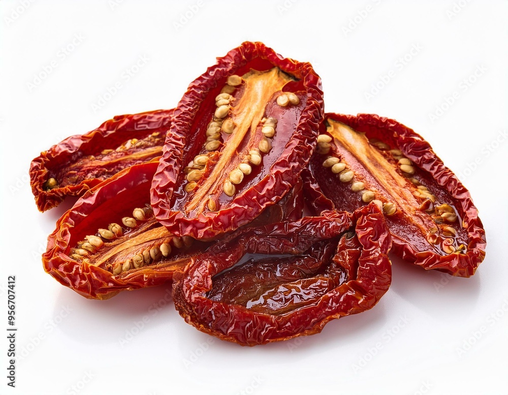 Naklejka premium Sun dried tomatoes isolated on white background.