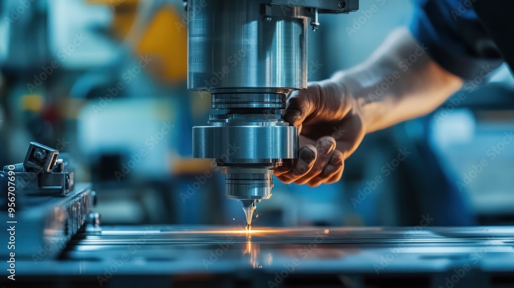 Industrial Laser Cutting Machine in Operation Industrial Laser Cutting Machine in Operation