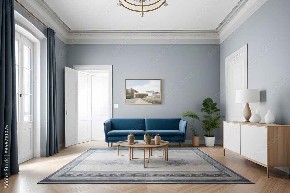 Fototapeta premium american style internal home design living room